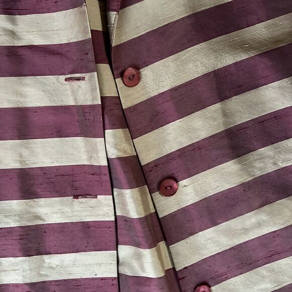 Striped Silk Long Sleeve Dress Jacket, Stephanie Chaus, Size Medium - Picture 3 of 7